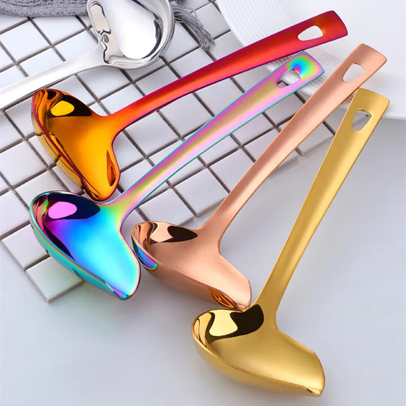 Axyaa Stainless Steel Soup Spoon Filter Oil Long Handle Serving Tablespoon