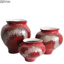 Axyaa Red Ceramic Retro Vase: Creative Plant Pot for Floral Arrangements