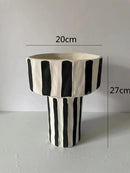Axyaa Striped Ceramic Vase Geometric Flowerpot Ornament