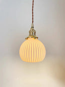 Axyaa Copper Ceramic Ball LED Pendant Light Fixture - Nordic Modern Design