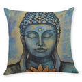 Axyaa Buddha Statue Print Linen Cushion Cover 45X45CM