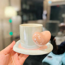 Axyaa Heart Handle Ceramic Coffee Mug and Saucer Set