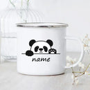 Axyaa Cartoon Panda Dog Enamel Coffee Mug Custom Name Kids Birthday Gift