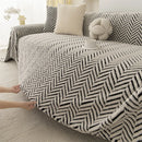 Axyaa Boho Jacquard Sofa Cover Thick Fleece Armchair Protector Vintage Style Blanket