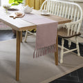 Axyaa Jacquard Plaid Table Runner with Tassels for Farmhouse Decor