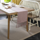 Axyaa Jacquard Plaid Table Runner with Tassels for Farmhouse Decor