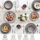 Axyaa Navia Grey Stoneware Dinnerware Set: Dinner, Dessert Plate, Bowl, Mug Tableware
