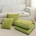 Axyaa Chenille-Rimmed Cotton Pillow Quilt: Solid Color Dual-Purpose Two-in-One Design