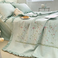 Axyaa Floral Embroidered Summer Blanket Set - Lightweight Quilted Comforter