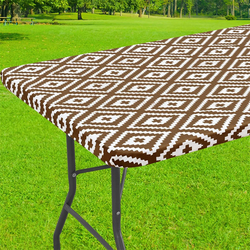 Axyaa Waterproof Flannel-Backed Vinyl Picnic Table Cloth for Indoor and Outdoor Dining