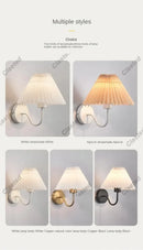 Axyaa Nordic Retro Pleated Cloth Wall Light for Bedroom, Corridor, Hotel Room