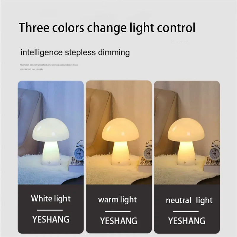 Glass Mushroom Bedside Table Lamp Dimmable Swirl Light for Home Decor by Axyaa