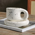 Axyaa Splash Ink Ceramic Mug with Saucer, 400ml