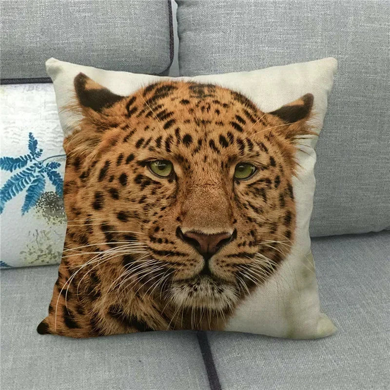 Axyaa Tiger Lion Printed Cushion Cover for Home Sofa Bed Decoration