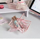 Axyaa Mini Pink Gift Handle Basket with Bow Ribbon - Set of 5