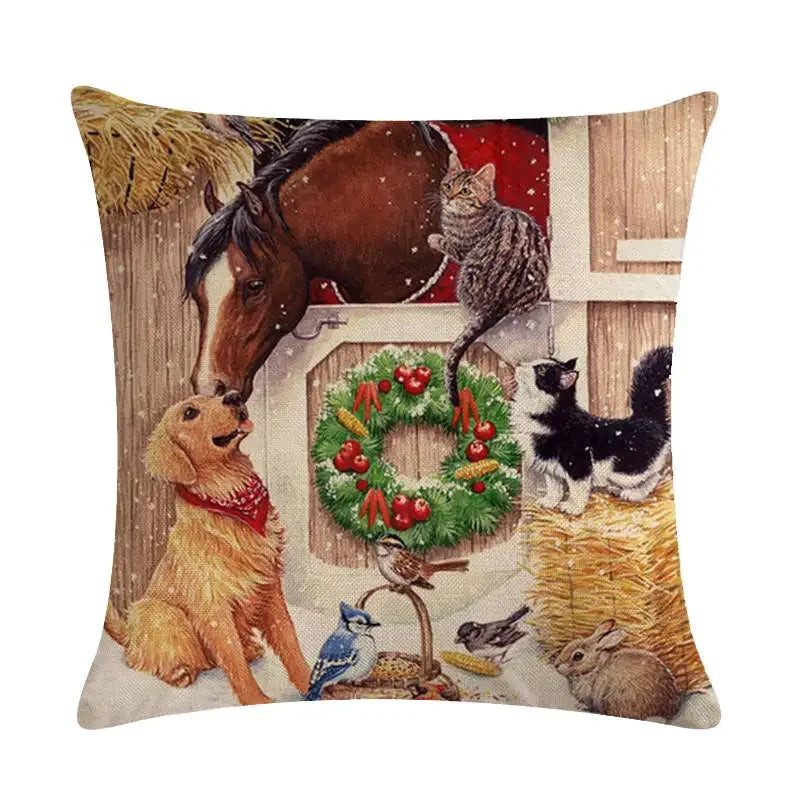 Axyaa Christmas Cartoon Animals Cushion Cover 45X45CM