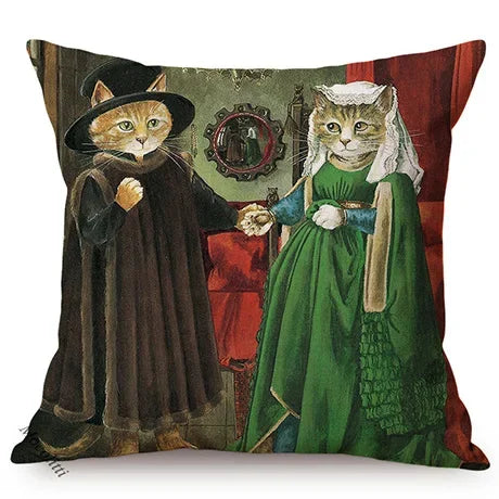 Axyaa Cat Portrait Nordic Art Pillow Cover