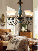 Axyaa Retro Ceramic Chandelier with Glass Lampshade for Home Décor