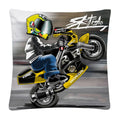 Axyaa Stunt Motorcycle Cartoon Soft Plush Cushion Cover Pillow Case