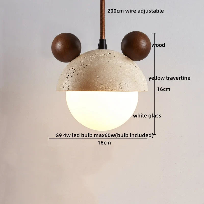 Axyaa Travertine LED Pendant Lights Natural Stone Hanging Lamp