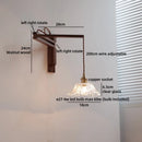 Axyaa Antique Brass Wall Lamp with Amber Glass Shade for Home Decor