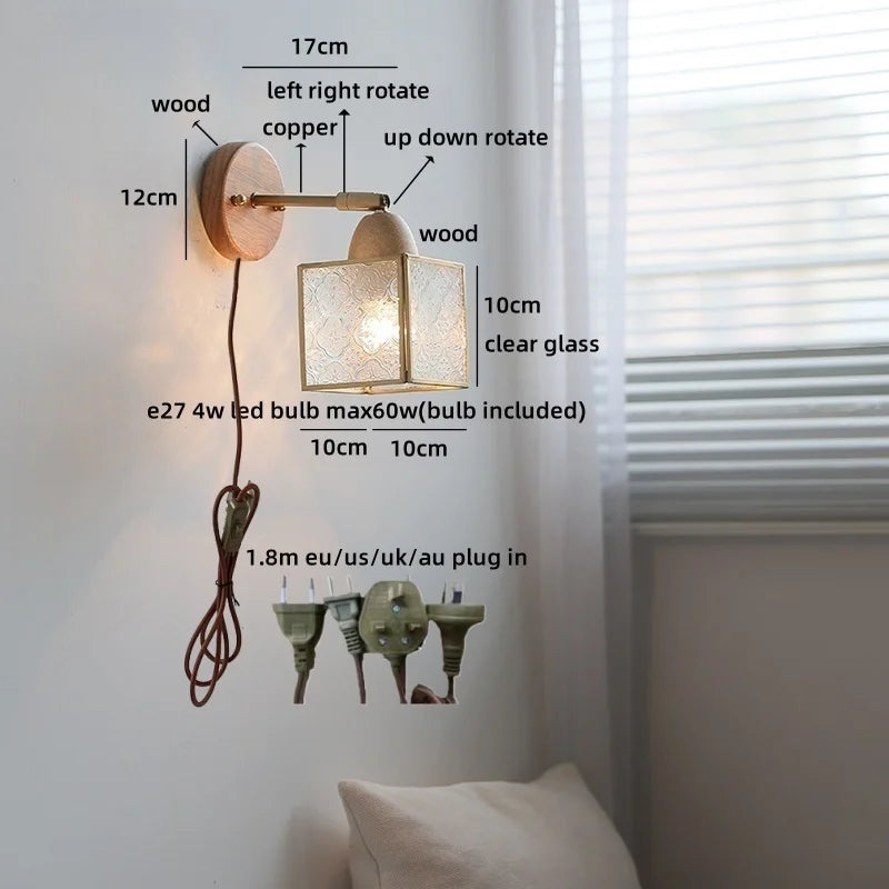 Axyaa Clear Glass LED Wall Light with Pull Wire Switch