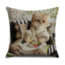 Axyaa Pug Pets Pattern Sofa Cushion Cover Home Decor Pillowcase Linen Cartoon