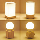 Axya Solid Wood Table Lamp LED Glass Shade Night Light Bedroom Living Room Fixture