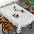 Axyaa White Floral Lace Embroidery Tablecloth - Waterproof Rectangle Table Cover