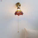 Axyaa Glass LED Wall Light - Grape Color Tiffany Style Sconce, Pull Chain Switch