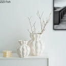 Axyaa Ceramic Vase for Desk Decor with Artificial Flowers - Room Aesthetic Touch