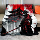 Axyaa Samurai Spirit Flannel Throw Blanket - All-Season Comfort, Cartoon Print, Bed Sofa Camping