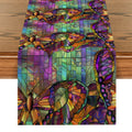 Geometric Color Block Table Runner by Axyaa: Farmhouse Dining Decor, Washable Long Cloth