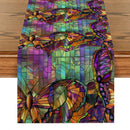 Geometric Color Block Table Runner by Axyaa: Farmhouse Dining Decor, Washable Long Cloth