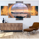 Sunset Ocean View Landscape Canvas Wall Art Decor Print for Living Room by Axyaa.