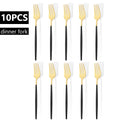 Axyaa White Gold Stainless Steel Dinner Fork Set - 10Pcs Flatware Cutlery Party Kitchen
