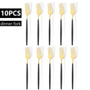 Axyaa White Gold Stainless Steel Dinner Fork Set - 10Pcs Flatware Cutlery Party Kitchen