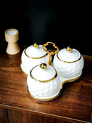 Axya Ceramic Spice Jar Set, 3-Piece Household Condiment Box for Kitchen Storage