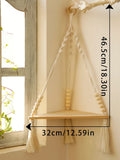 Axyaa Boho Hand-Woven Corner Storage Rack: Stylish Floating Shelf & Display Stand