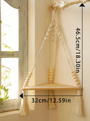 Axyaa Boho Hand-Woven Corner Storage Rack: Stylish Floating Shelf & Display Stand