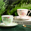 Axyaa English Porcelain Pink Floral Coffee Cup Saucer Bone Teacup Mug
