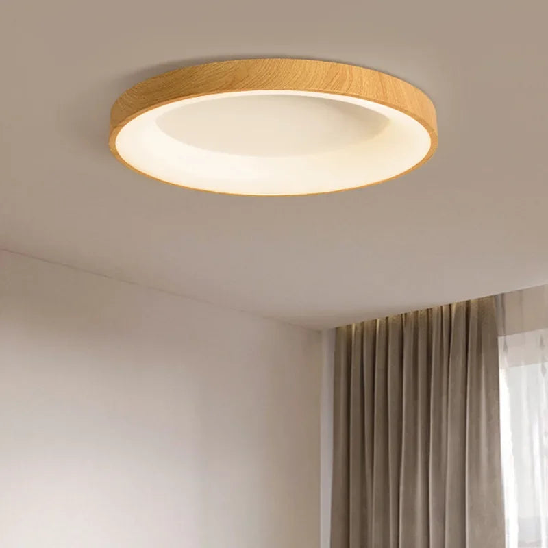 Axyaa Wood Grain White Acrylic LED Ceiling Light for Home Decoration