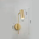 Axyaa Rotatable LED Wall Lamp Minimalist Black Gold Bedroom Sconce