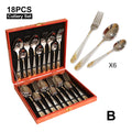 Axyaa 18Pcs Stainless Steel Cutlery Set in Gold Finish with Elegant Matte Handle