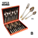 Axyaa 18-Piece Stainless Steel Gold Plated Cutlery Set with Matte Handle