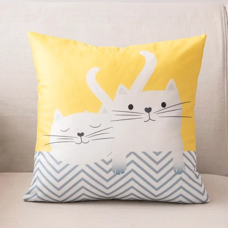 Nordic Cartoon Print Pillow Cover for Axyaa Square Cushion Sofa Decor