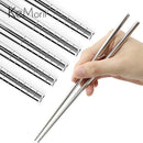 Axyaa Stainless Steel Metal Chopsticks Set - Reusable Non-Slip Dishwasher Safe Sushi Tools