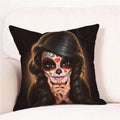 Axyaa Skull Floral Festival Cushion Cover - Halloween Home Decor