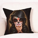 Axyaa Skull Floral Festival Cushion Cover - Halloween Home Decor