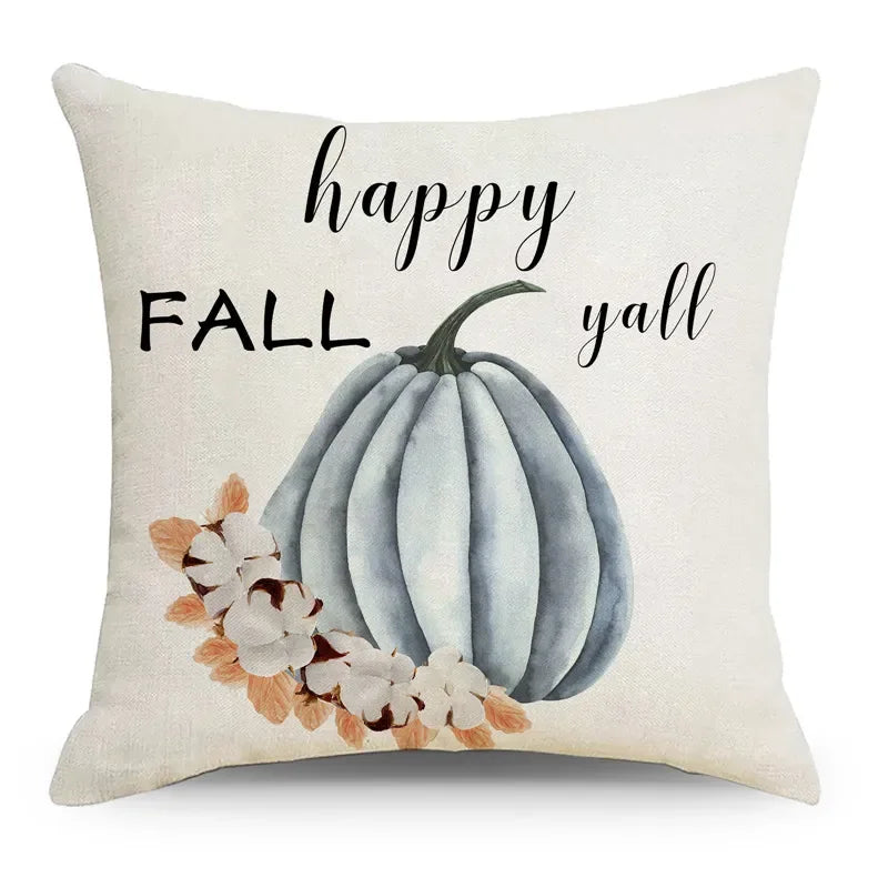Axyaa Autumn Pumpkin Cushion Cover 18x18 Inches - Modern Thanksgiving Decor Pillowcase